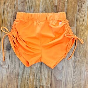 Girls  Orange Athletic Shorts - Drawstring Waist